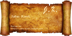 Jahn Kont névjegykártya